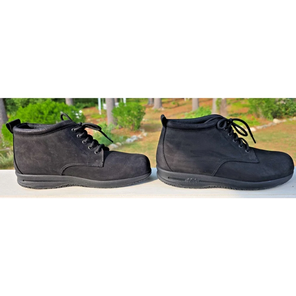SAS Chukka Boots Black Nubuck Leather Slip Resistant Comfort Work Mens 10M